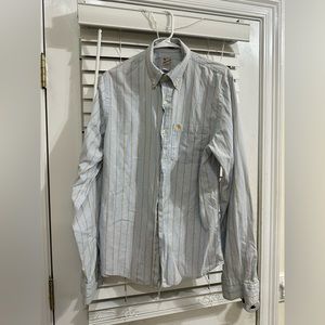 VINTAGE Abercrombie and Fitch Shirt Men's Size L Blue Orange striped Button Down